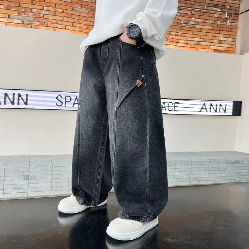 男童裤子春秋款2025新款儿童秋装牛仔裤中大童男孩秋季宽松长裤潮