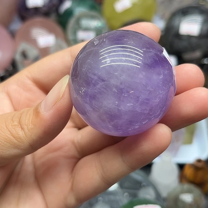 未镶嵌珠宝半成品水晶123克紫水晶球