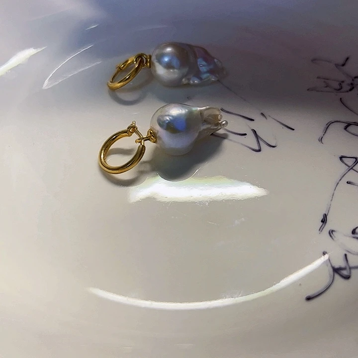 银S925镶嵌耳饰淡水珍珠