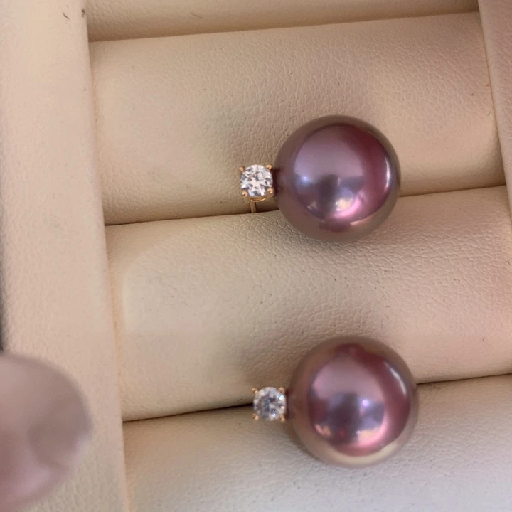 银S925镶嵌耳饰淡水珍珠