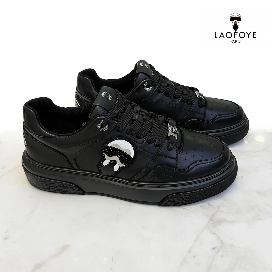 冬季透气防滑潮流休闲板鞋单鞋时尚极简风休闲风系带真皮LAOFOYE