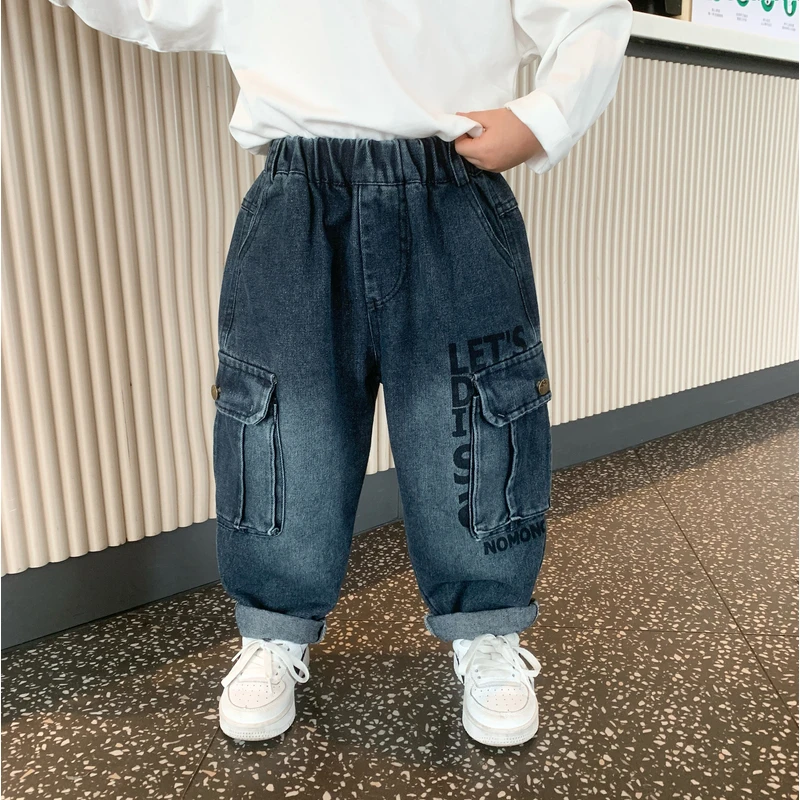 男童牛仔裤2025新款痞帅儿童韩版长裤春秋款宝宝秋季薄款休闲裤子