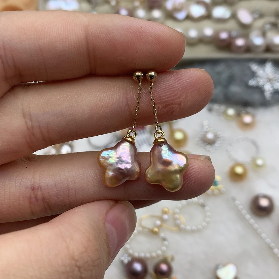 银S925镶嵌淡水珍珠耳饰