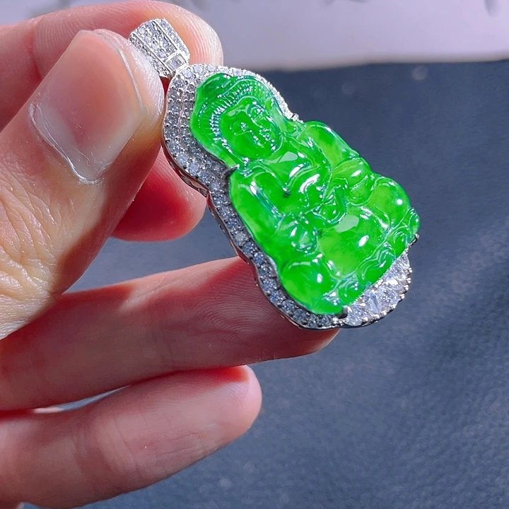 翡翠颈饰银S925镶嵌999999999