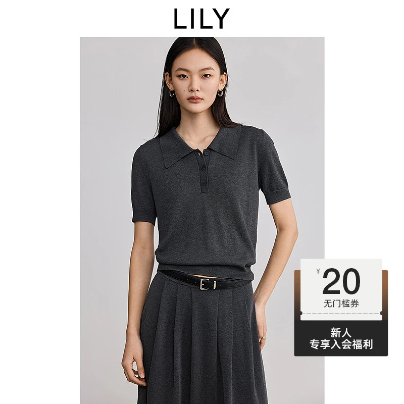 【套装】LILY2025春新款格雷系老钱风POLO领通勤针织套装K944&6926