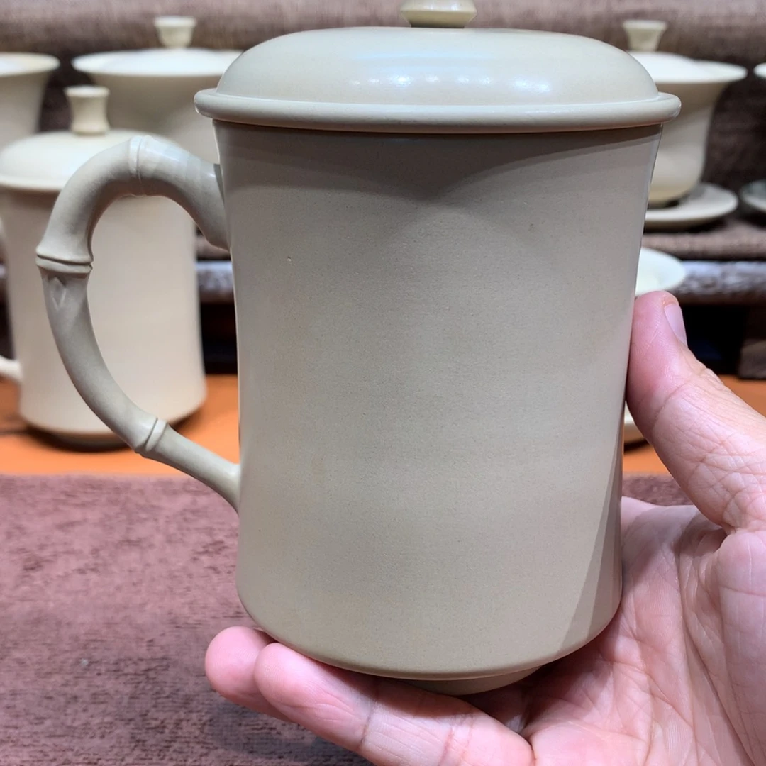 泥塑C****e放漏白泥竹节水杯450毫升