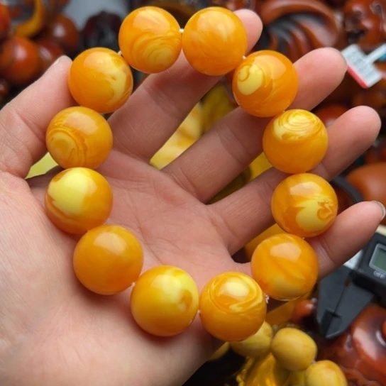 琥珀（花珀）手串未镶嵌蜜蜡