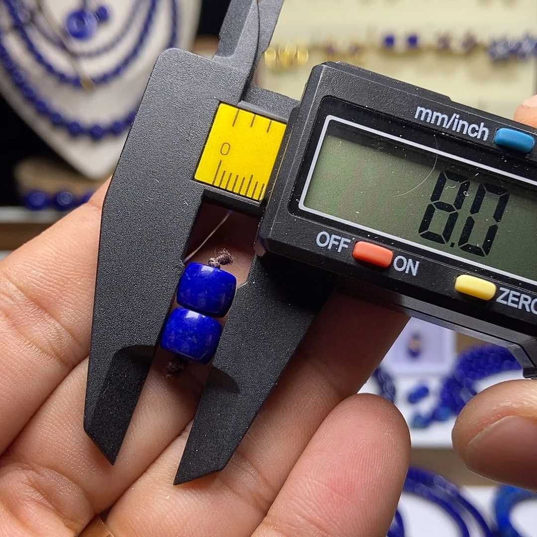 未镶嵌青金石老型直切对珠8×7