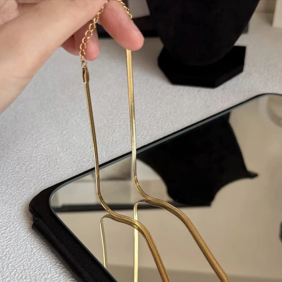 铜合金项链 轻奢饰品长款金色链子链条素款小众百搭时尚气质简约