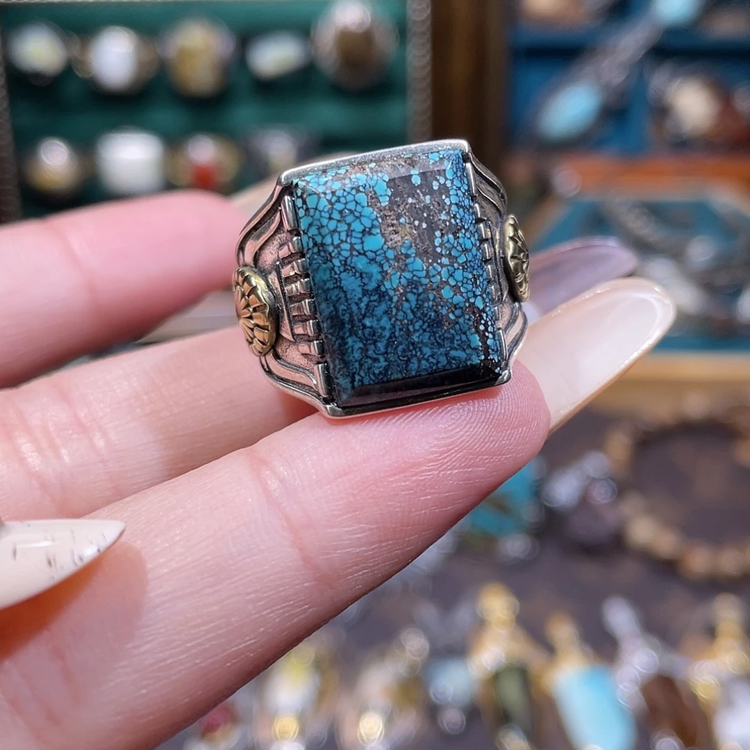 N***a绿松石银S925镶嵌戒指戒指