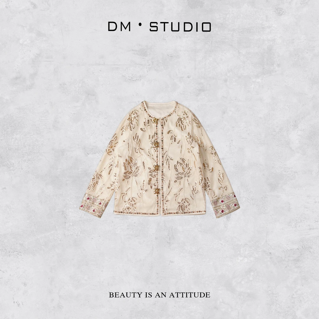 DEDM-DM•STUDIO/轻奢高级感重工亮钻串珠亮片长袖外套（38010305）
