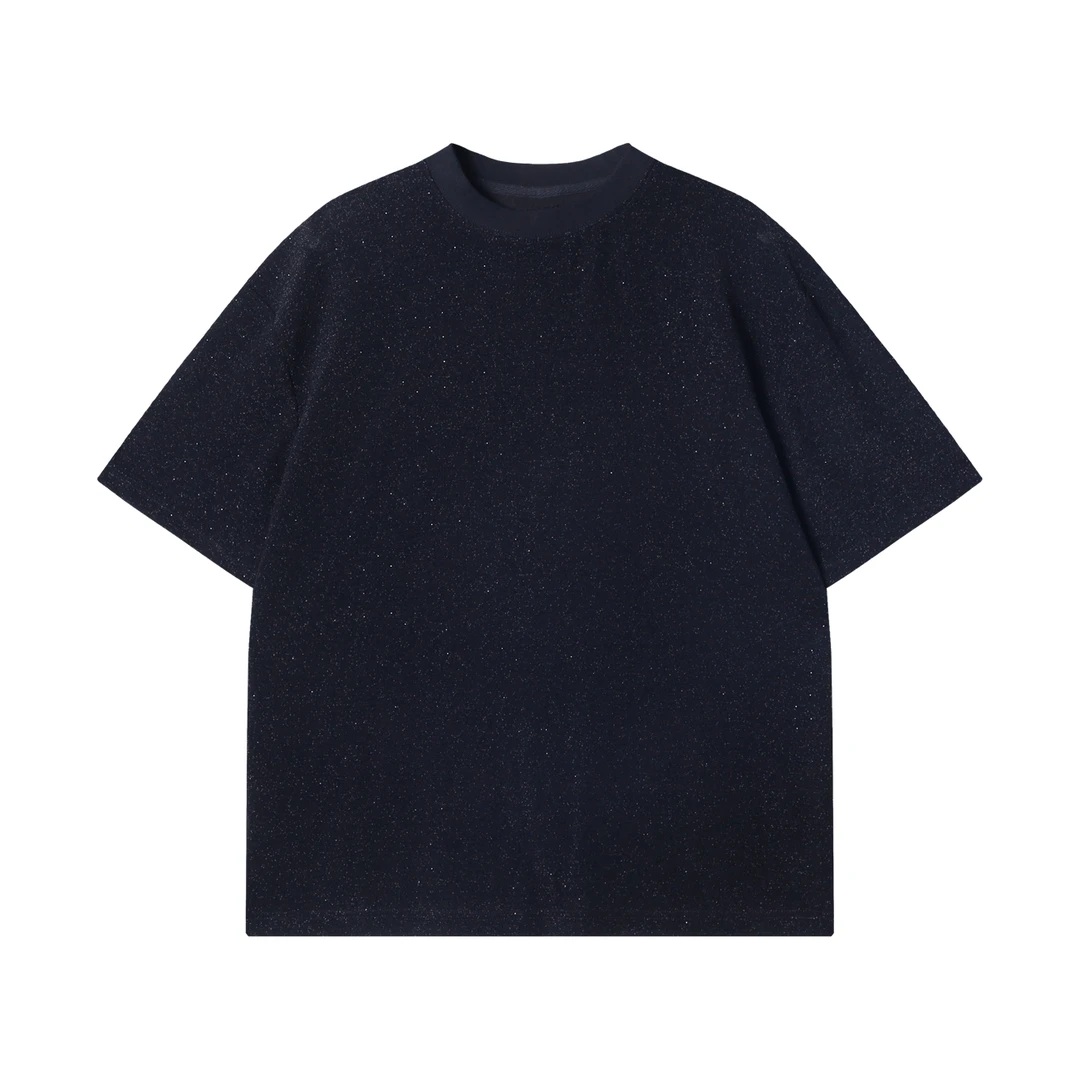 夏季高级感新款韩版纯色满天星圆领短袖T恤亲肤百搭通勤套头上衣