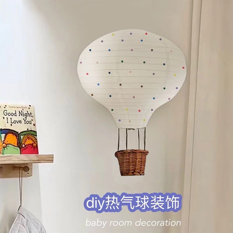 ins热气球装饰北欧材料儿童房手工家居装饰挂饰灯罩吊饰（不含娃）