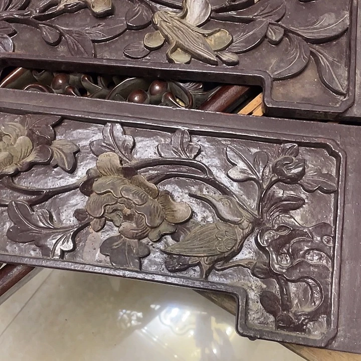 一***念绒质老木雕雕花板包邮