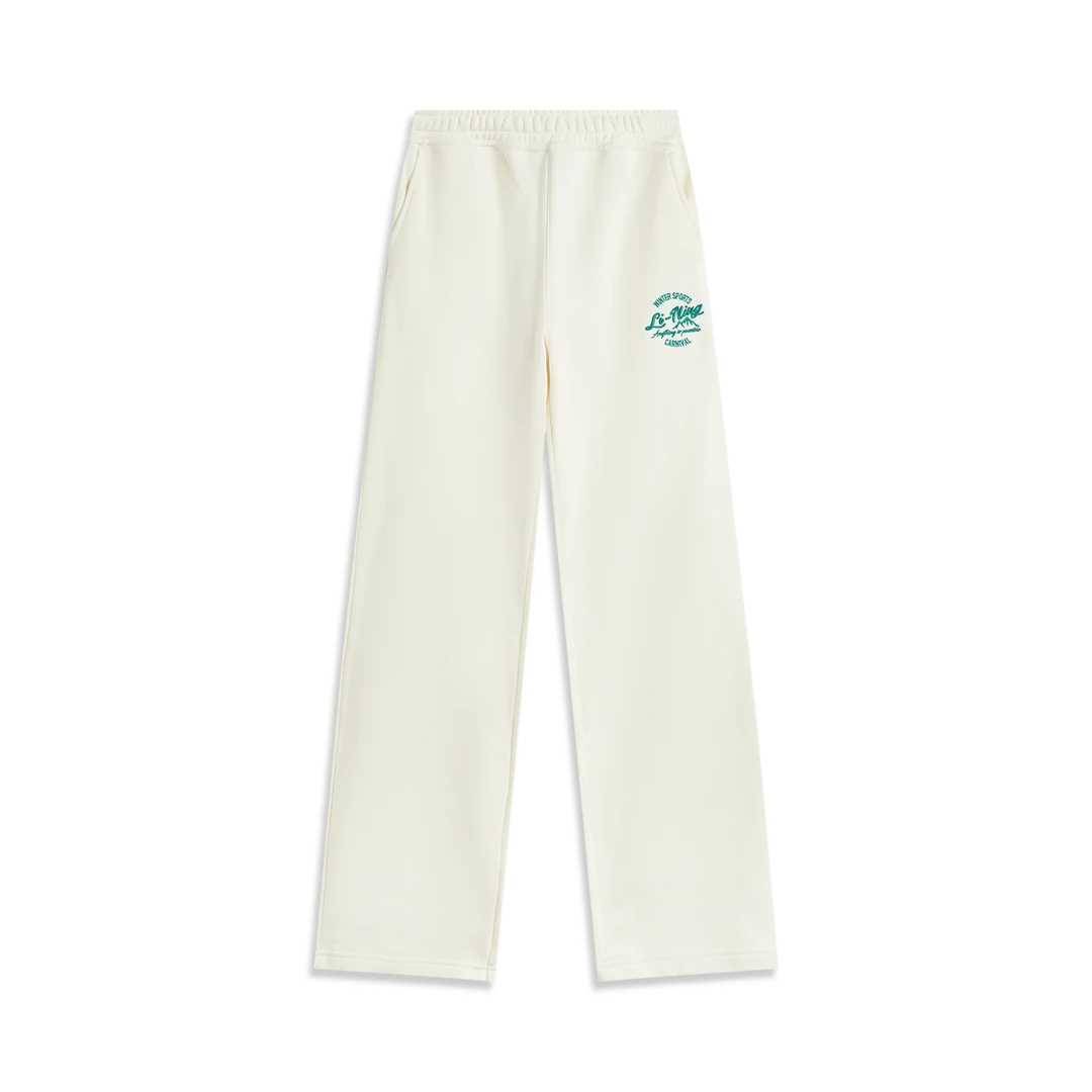 （直播）李宁2024冬季新款女子舒适宽松运动休闲直筒长裤AKLUB96