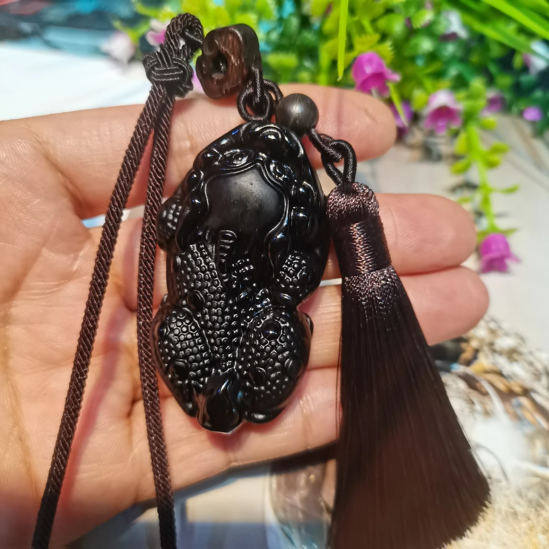 天然乌金黑曜石貔貅手把件车挂饰男女款时尚百搭霸王貔貅时尚饰品
