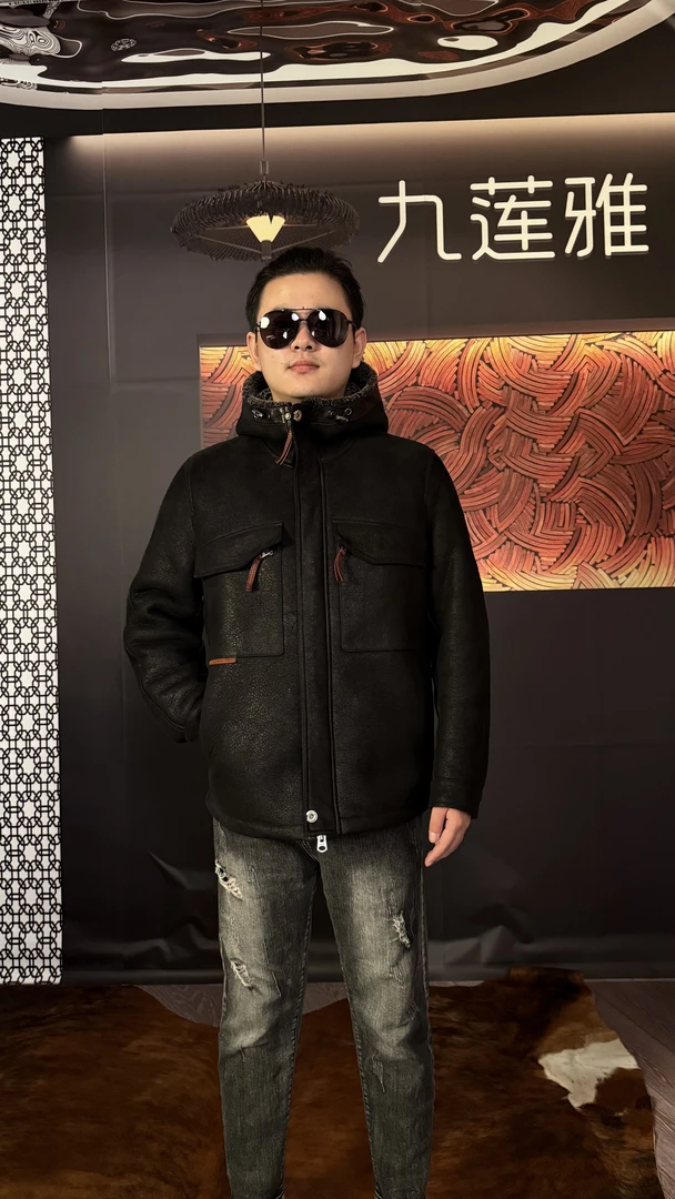 男款真皮皮毛一体全植鞣成衣重洗时尚休闲外套