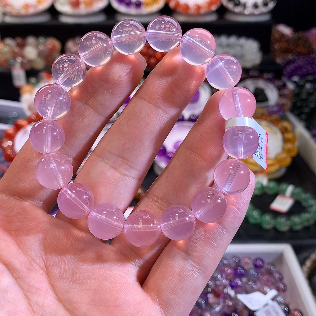 水晶未镶嵌手链老矿马粉11+