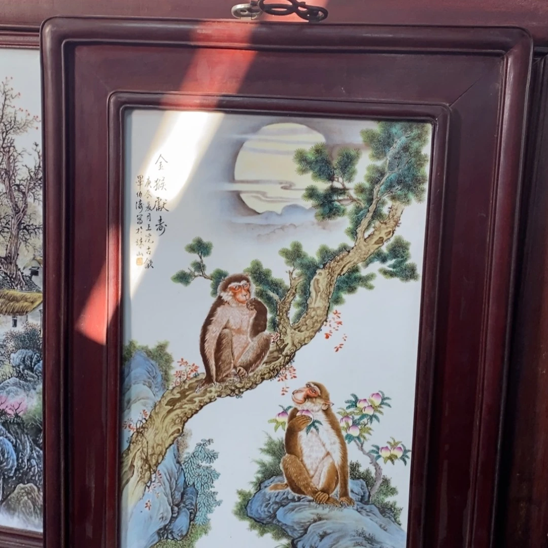 晓***了瓷片71*49*2景德镇瓷板画柴窑烧制