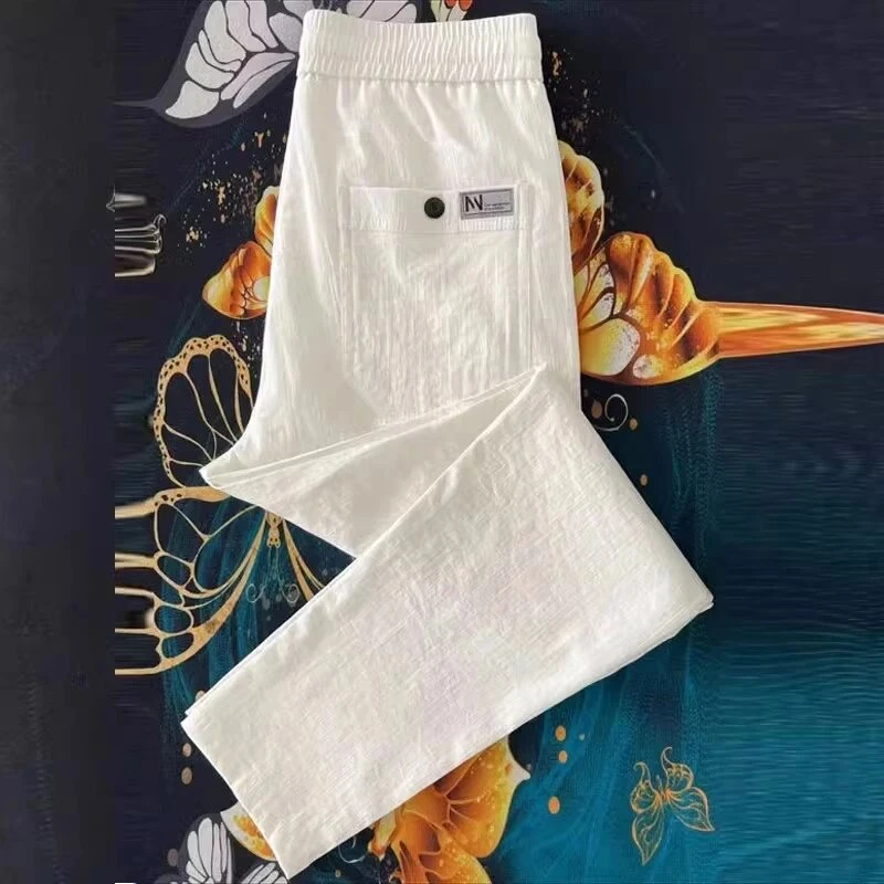 仓石一树2025夏季薄款速干休闲裤男简约百搭时尚直筒裤净版小脚裤