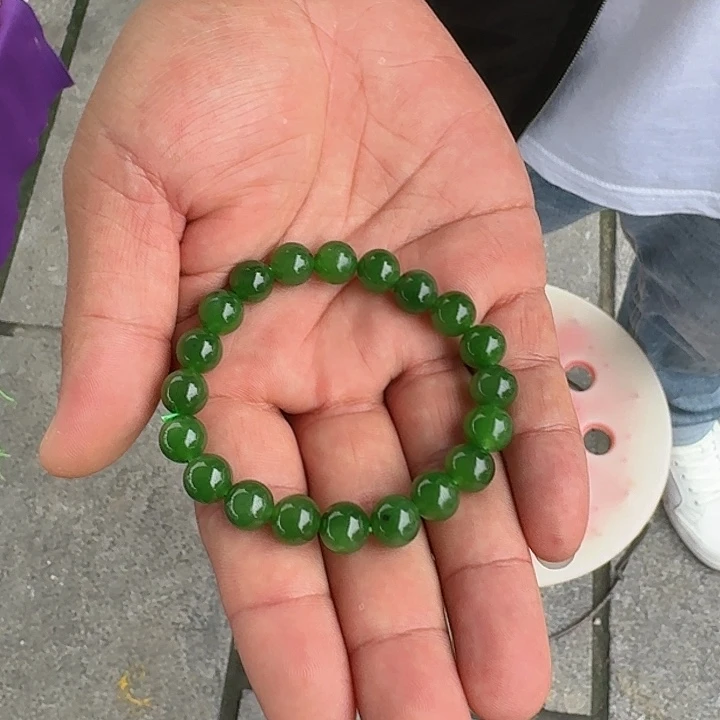 未镶嵌手串和田玉卡10阳绿