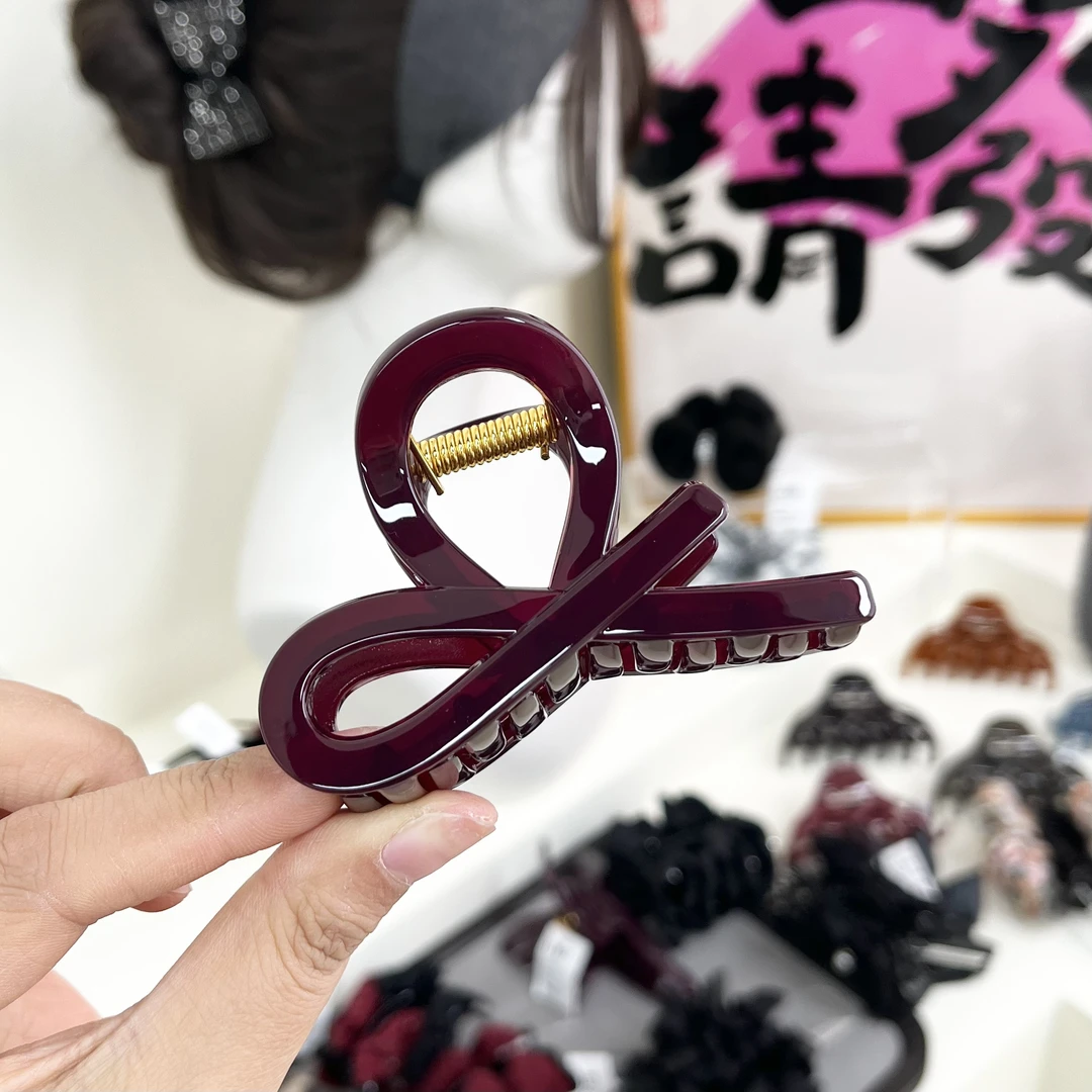 L072车厘子色8cm剪刀小抓夹时尚百搭简约气质半扎盘发夹头饰发饰