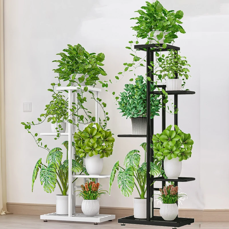 时尚客厅落地式置物架阳台布置简约现代花盆架铁艺植物摆放层架
