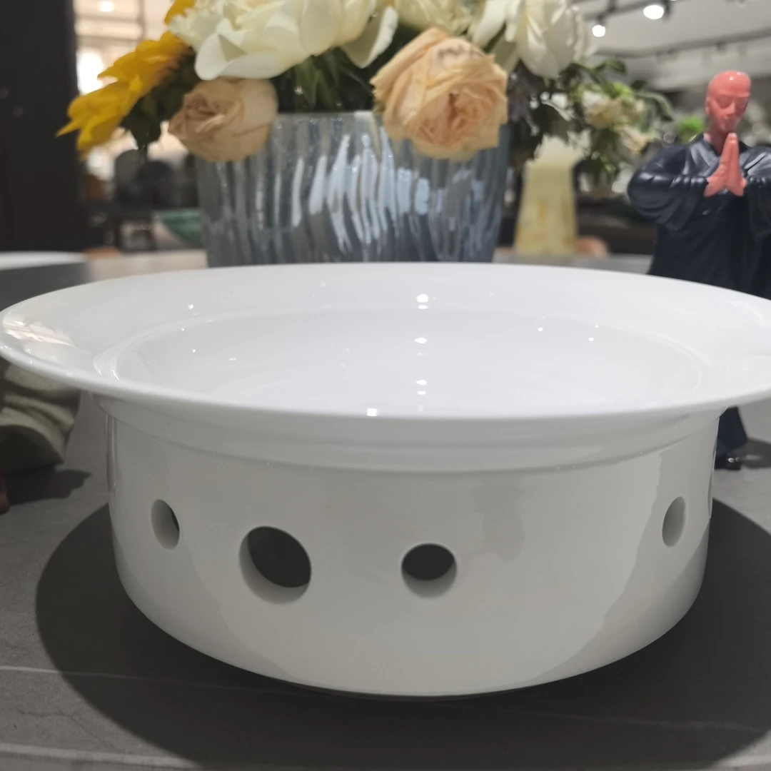 6套酒店中厨陶瓷餐具10.5寸明炉加热菜煲汤盘蜡烛中式餐厅饭店