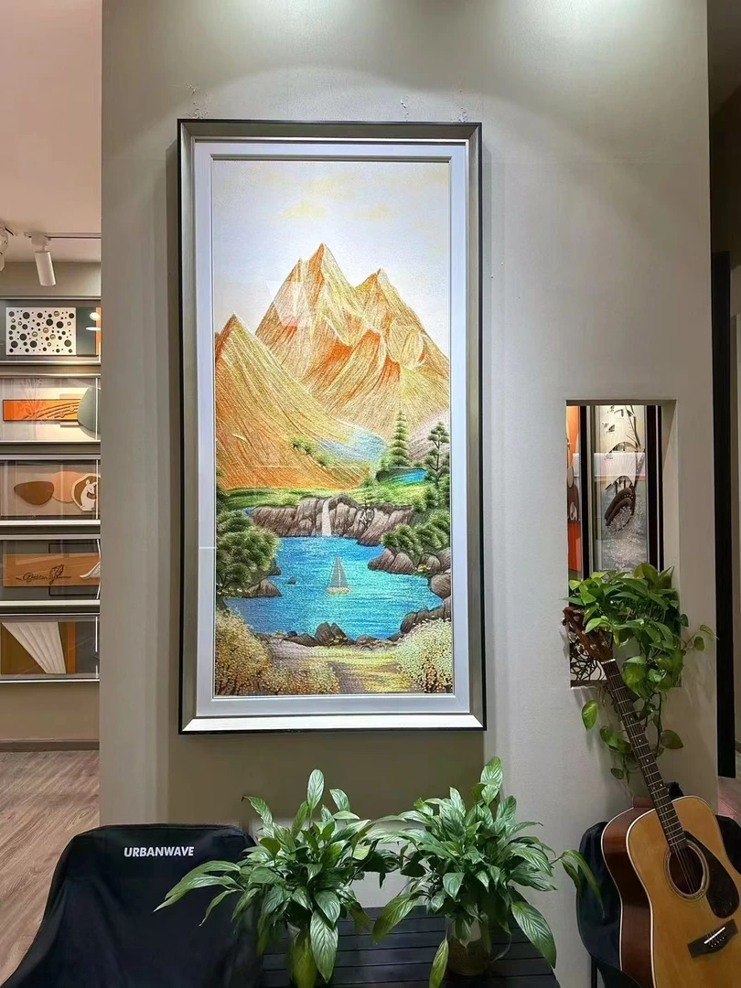 金山聚宝盆竖款玄关挂画家居装饰织锦绣片