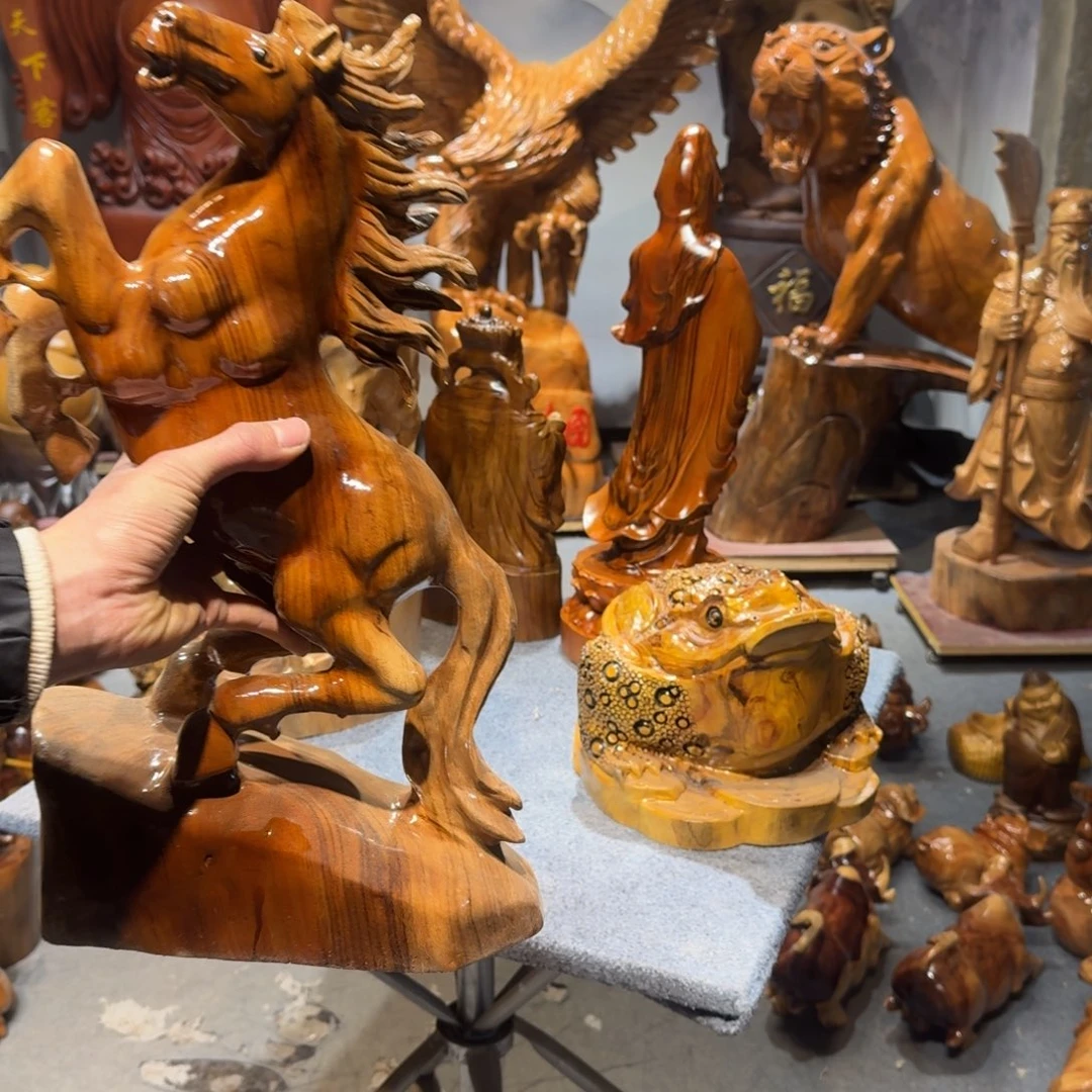 香樟木牛*香樟木马摆件