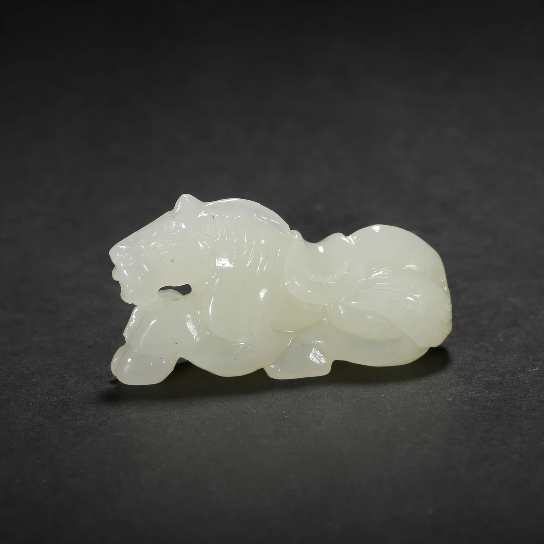 清代*白玉午马吊坠/13JTY3898/和田玉【北京文博】