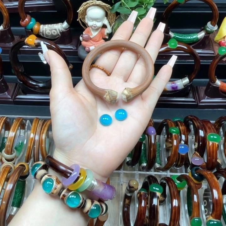 大理石磁石金刚镶嵌湖蓝色开口