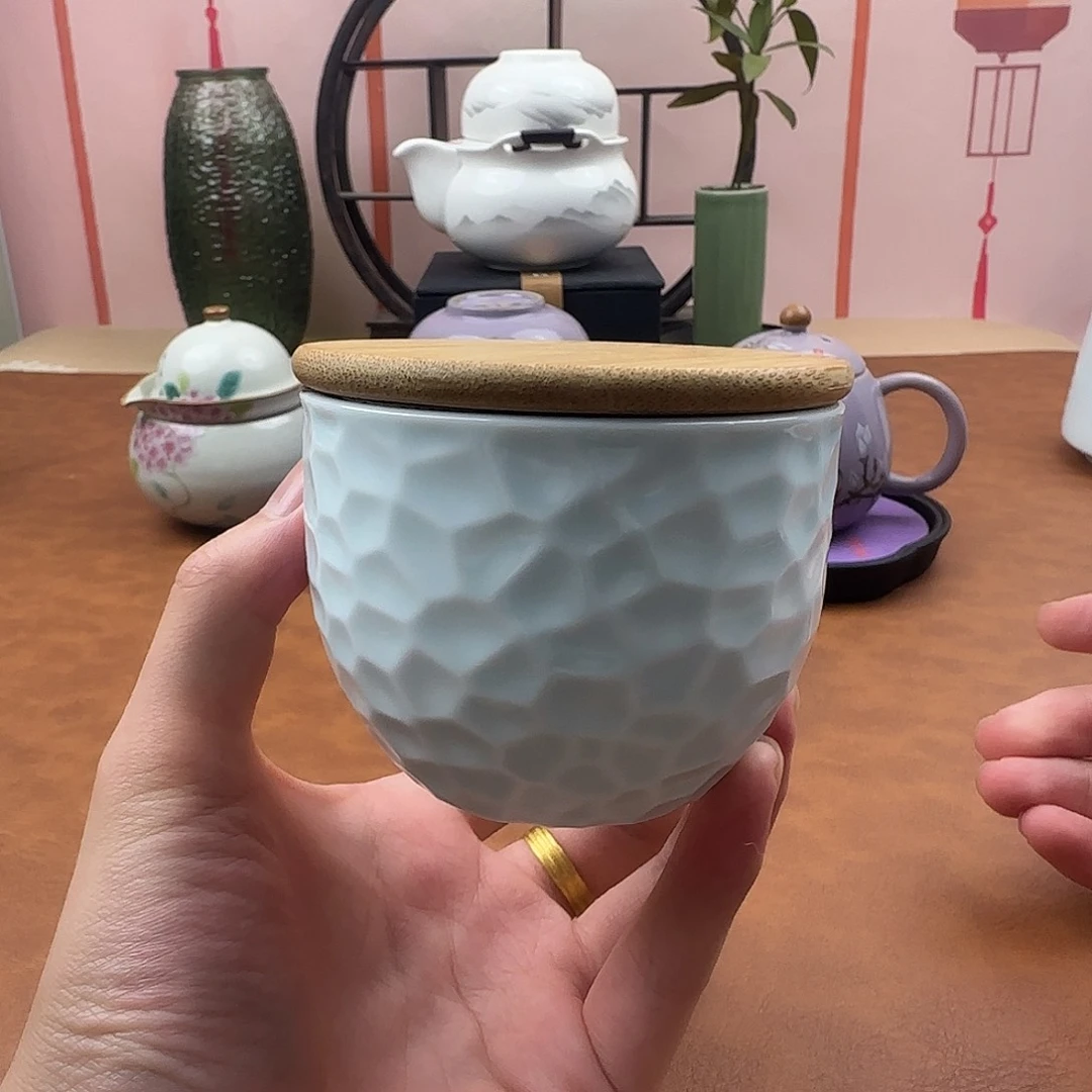 陶瓷羊脂玉锤纹茶叶罐