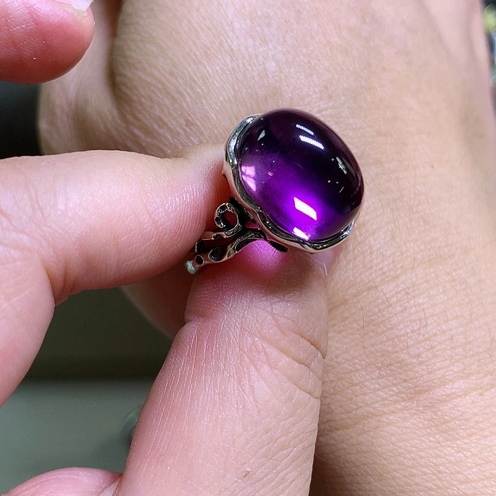 紫晶紫水晶戒指银S925镶嵌H*Y