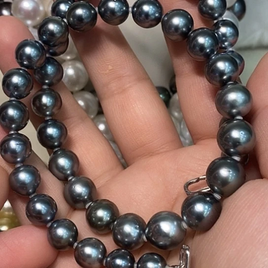 银S925镶嵌海水珍珠颈饰8-11