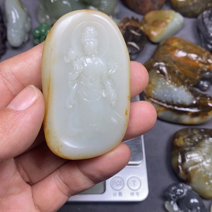 丁***福和田玉未镶嵌挂件