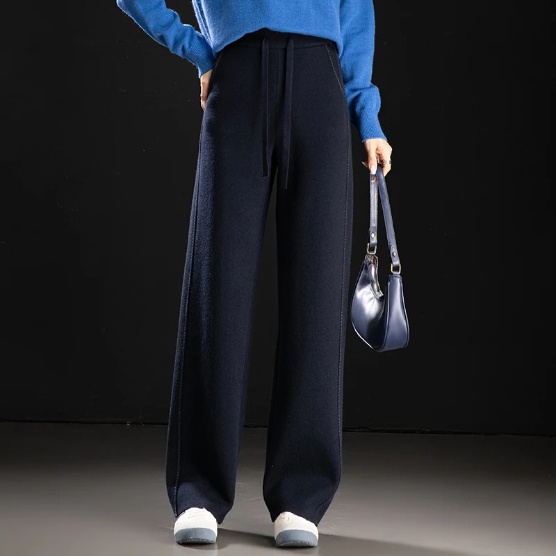 品牌撤柜2025冬季新款高腰垂感加绒加厚直筒百搭高端外穿休闲裤女