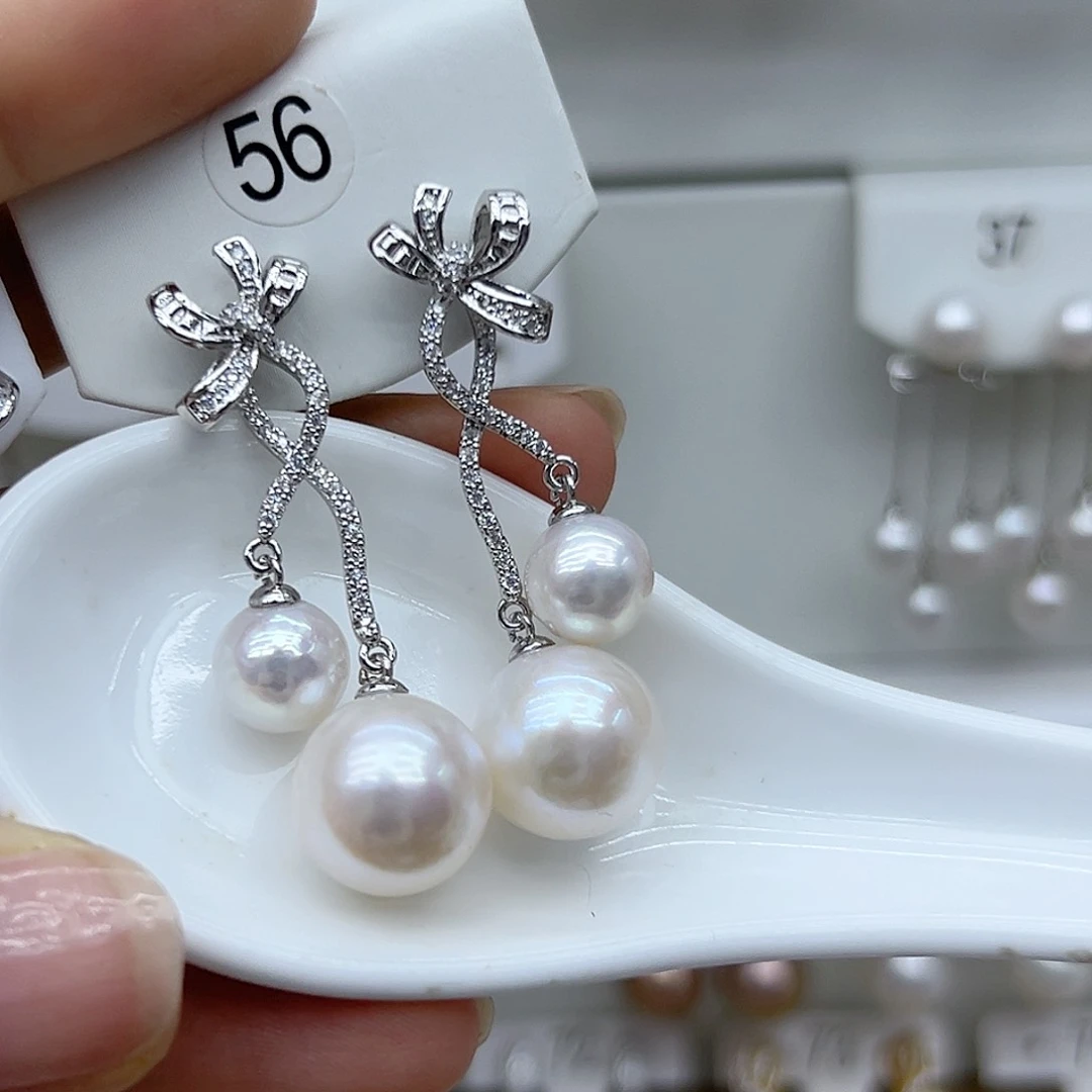 银S925镶嵌耳饰淡水珍珠紫**醉