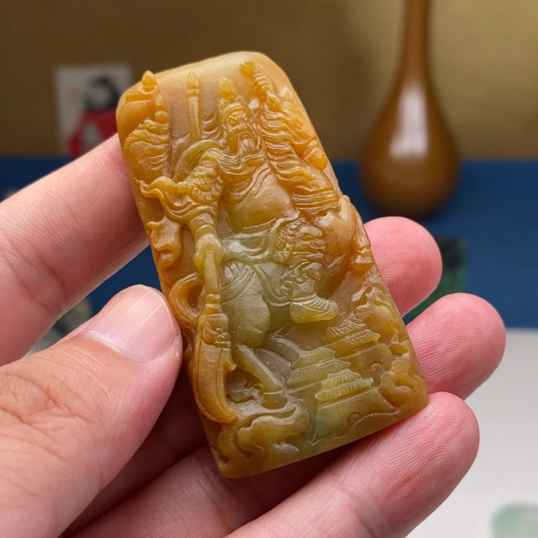 定制翡翠未镶嵌关公忠义千秋