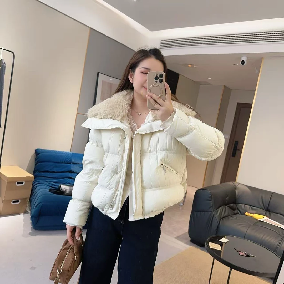 【欧加粒粒】羊羔毛大翻领洋气保暖白鸭绒外套保暖时尚 LS25113001