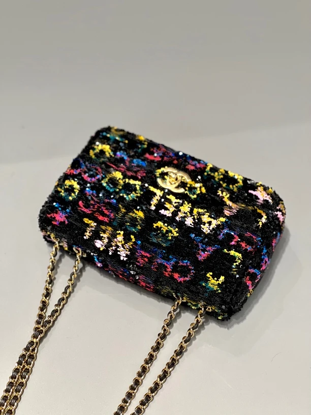95新 Chanel/香奈儿 夏七中古/24c亮片大mini/单肩包，尾款