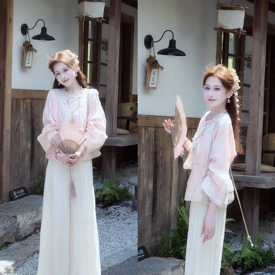 【婷婷】《樱桃》粉色刺绣流苏国风上衣 TT2SQTY2031