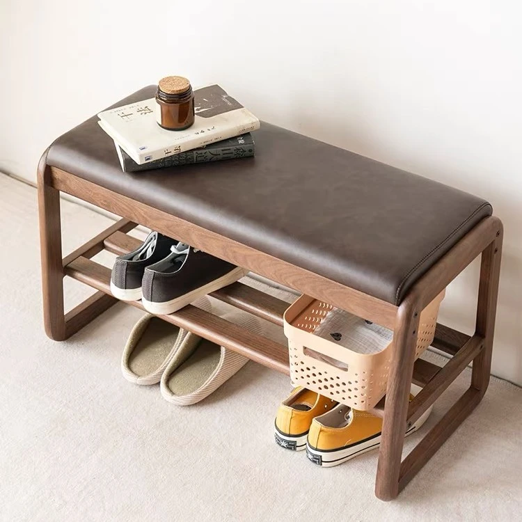 大板直拼全实木换鞋凳家用门口新中式儿童凳儿童可坐穿鞋凳