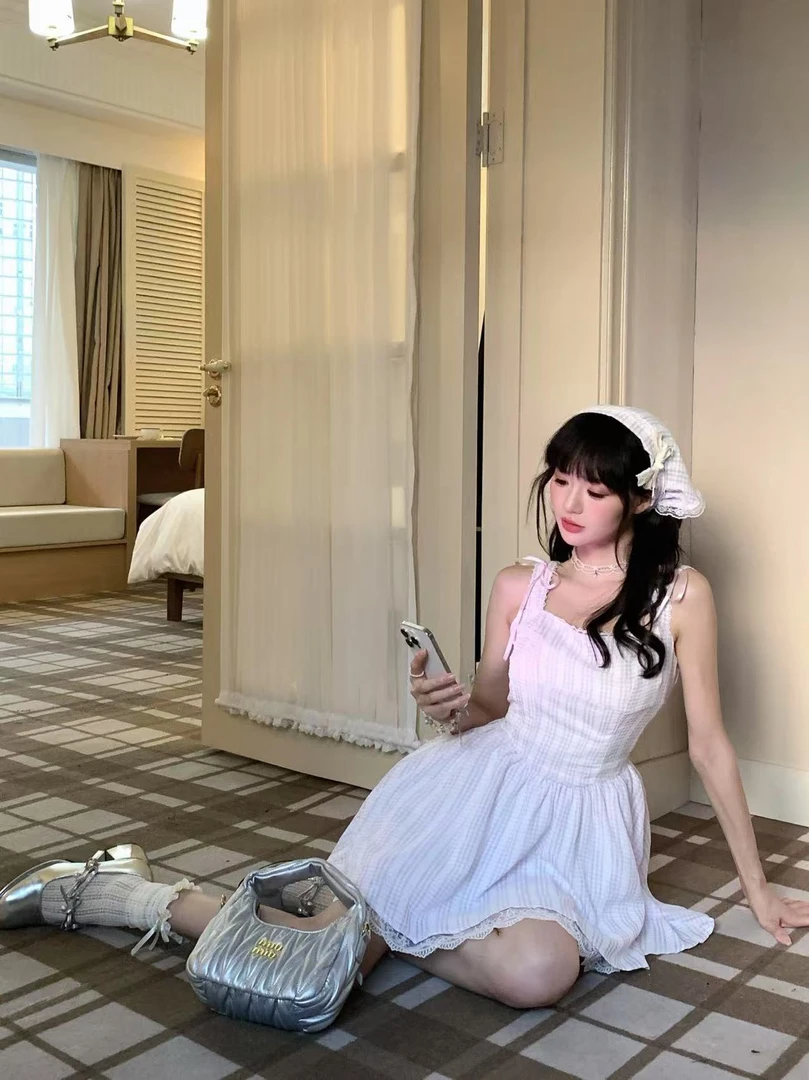 【QIANJIN】‘可可森林’夏日公主格调少女纯欲收腰吊带连衣裙QS8806