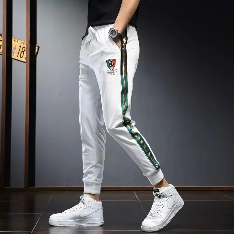 夏季春夏薄款修身长裤休闲裤卫裤小脚裤百搭时尚男士潮流速干裤