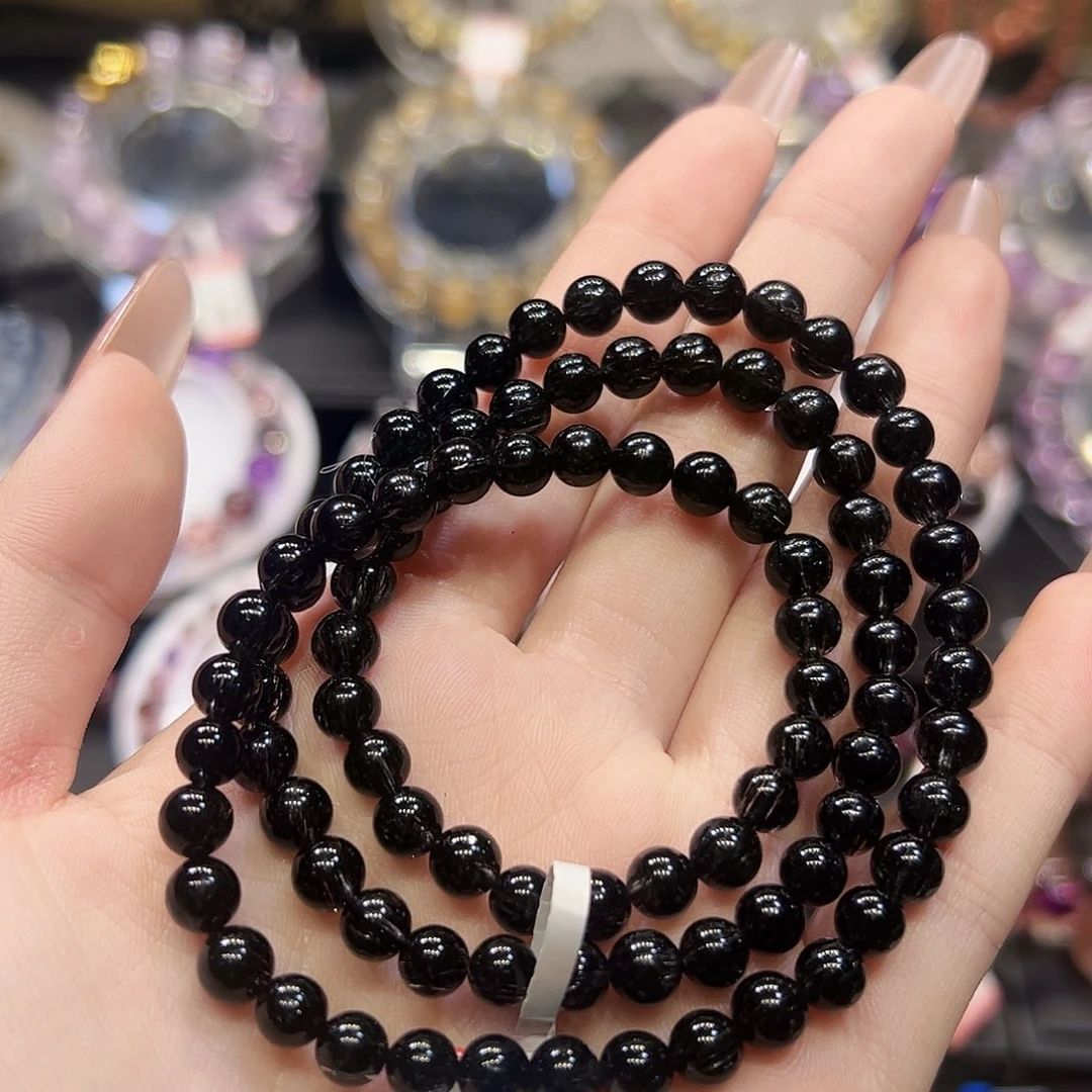 水晶未镶嵌手链sg4满顺黑发晶多圈6+