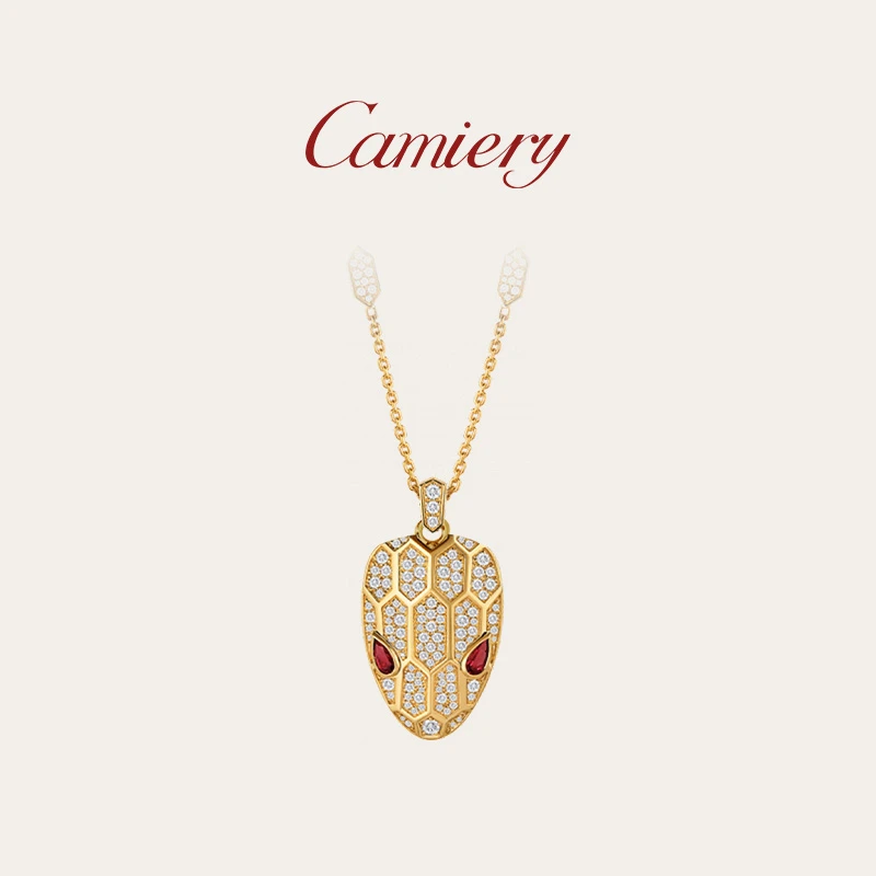 CAMIERY时尚轻奢红色灵蛇项链气质百搭镶嵌
