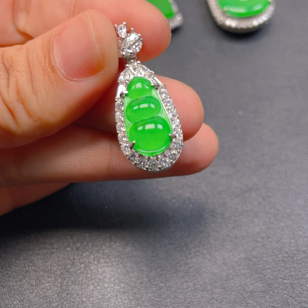 翡翠银S925镶嵌吊坠(不含链)