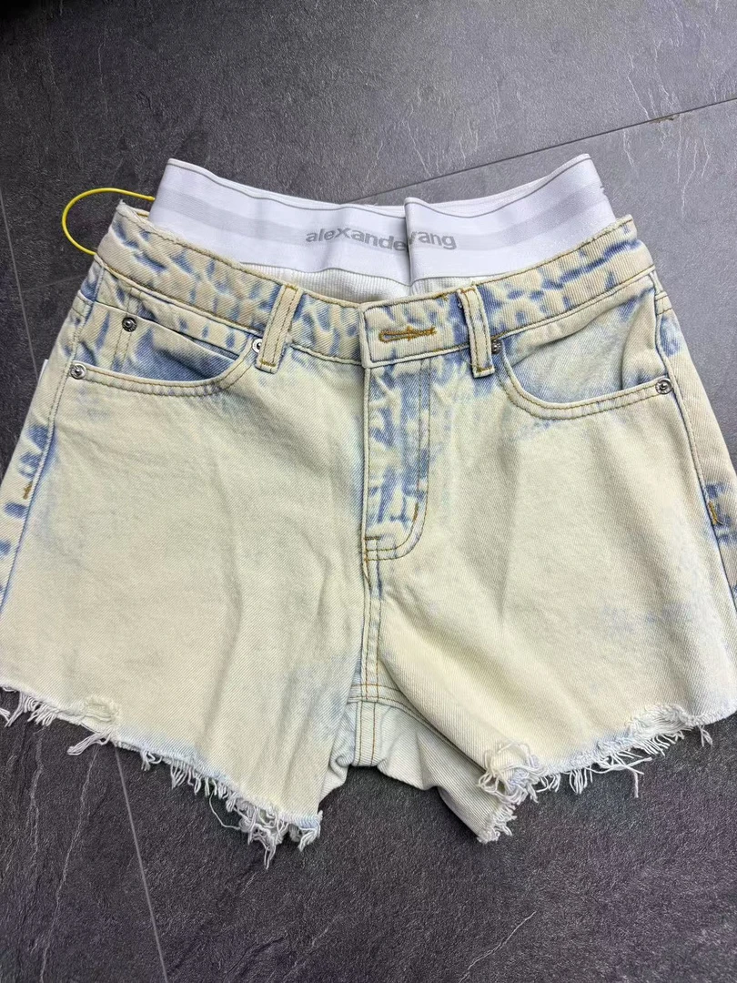 A3-2蓝色“白腰字母”牛仔短裤（530）