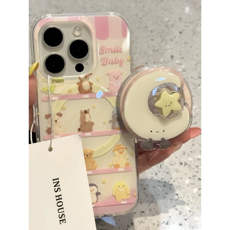 可爱卡通企鹅猴子小动物适用ihone16pro max苹果15手机壳14磁吸13